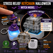 Halloween stress relief keychains with colorful light effects and rechargeable design