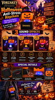Rechargeable Halloween pumpkin fidget keychain product details and features