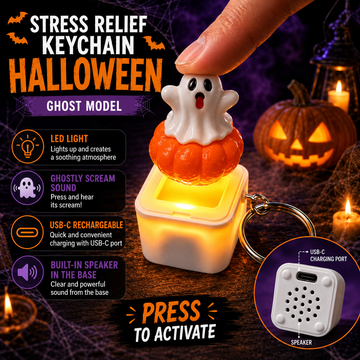 Rechargeable white ghost pumpkin with sound and light buttons