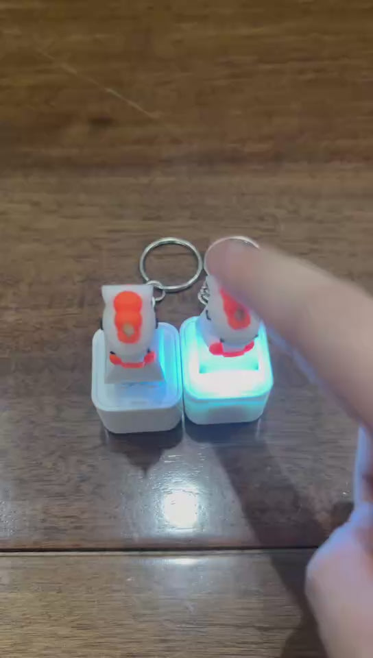Video showing rechargeable unicorn fidget keychain with light and sound