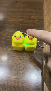 Yellow Duck Stress Relief Button Keychain, Light & Sound Fidget Toy, USB-C Rechargeable Press Toy for Adults & Kids