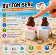 Sea lion fidget keychain features with rechargeable light, sound and press button