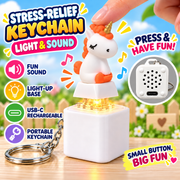 Rechargeable unicorn fidget keychain with press button, light and sound