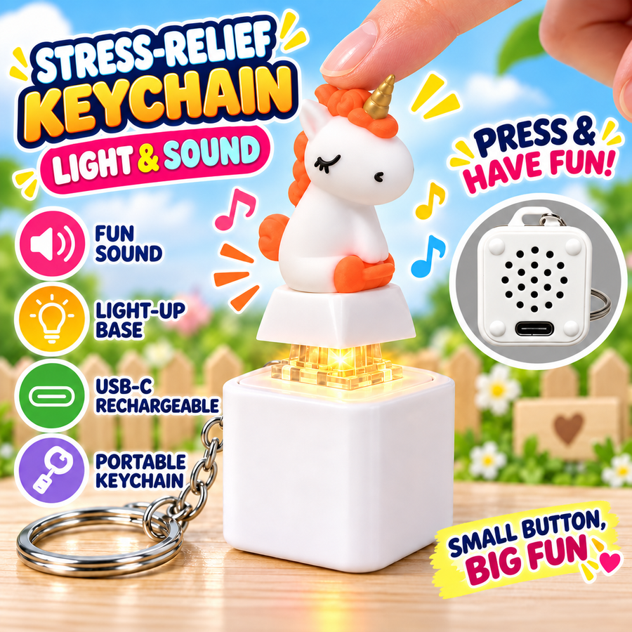 Rechargeable Unicorn Fidget Keychain with Light & Sound