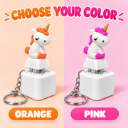 Orange and pink color options for rechargeable unicorn fidget keychain