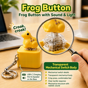 Yellow frog fidget keychain with press button, croak sound and rechargeable design
